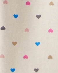 Toddler Girl Heart Pull-On Stretch Cozy Leggings - Cream