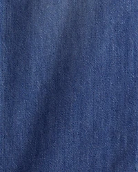 Kid  High Rise Cargo Denim Jeans - Blue Wash