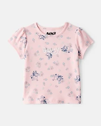Toddler Girl Bluey Floral Print Short-Sleeve Graphic Tee - Pink