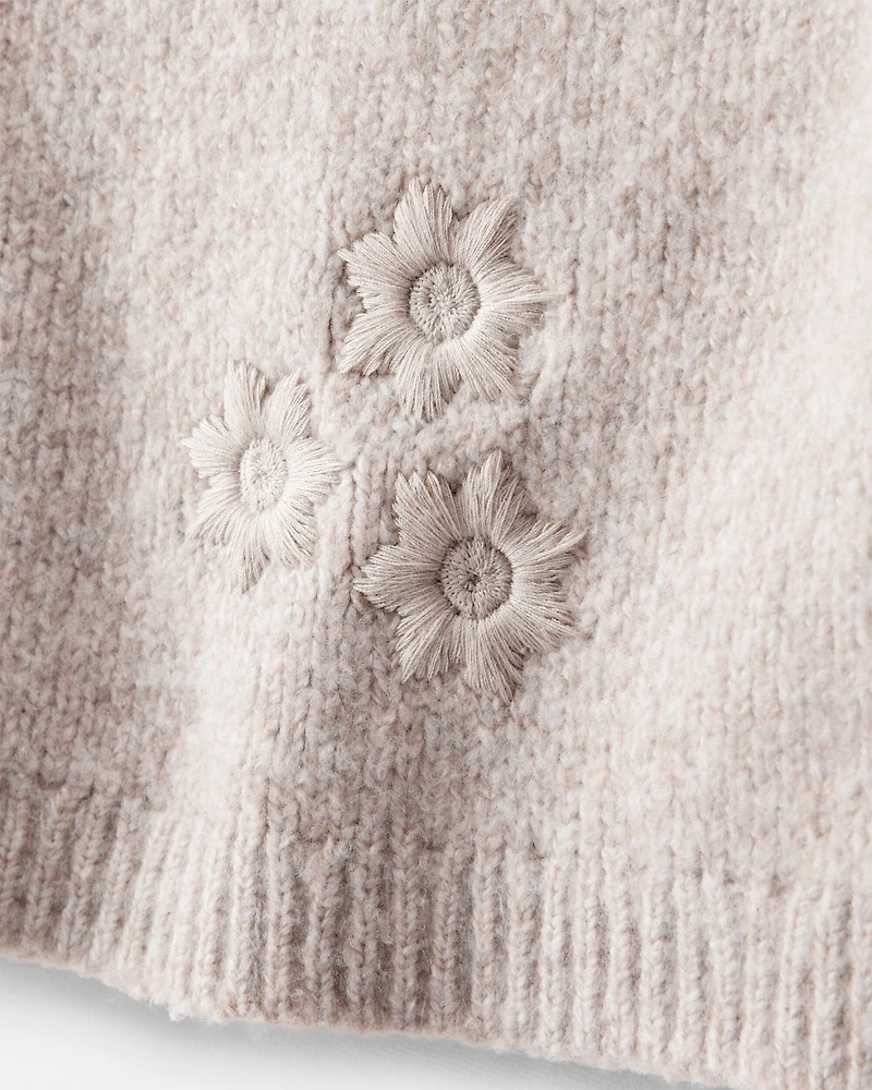 Toddler Girl Floral Long-Sleeve Sweater - Cream