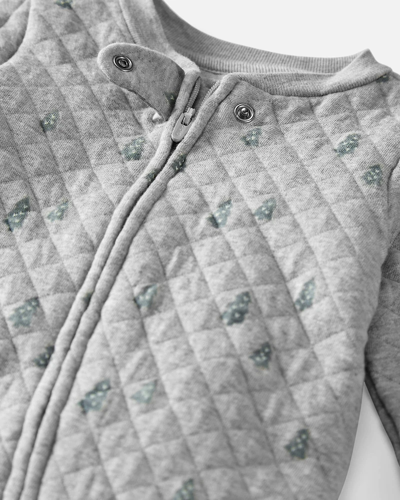 Baby Organic Cotton Quilted Holiday Tree Print Sleep & Play Pajamas
