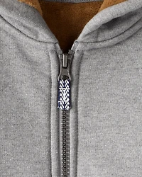 Toddler Boy Long-Sleeve Hooded Zip-Up Jacket - Grey