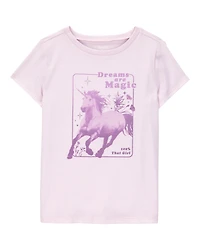 Kid Dreams Are Magic Short-Sleeve Graphic Tee - Pink
