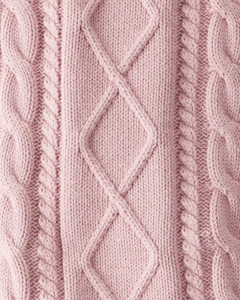 Baby Girl Organic Cotton Cable Knit Overalls