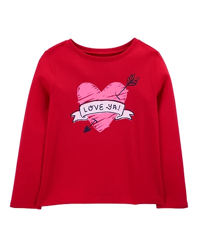 Girls Love Ya Valentine's Day Cotton Blend Graphic Tee