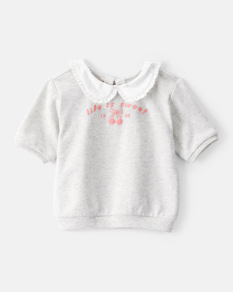 Toddler Girl Cherry French Terry Short-Sleeve Graphic Tee - White