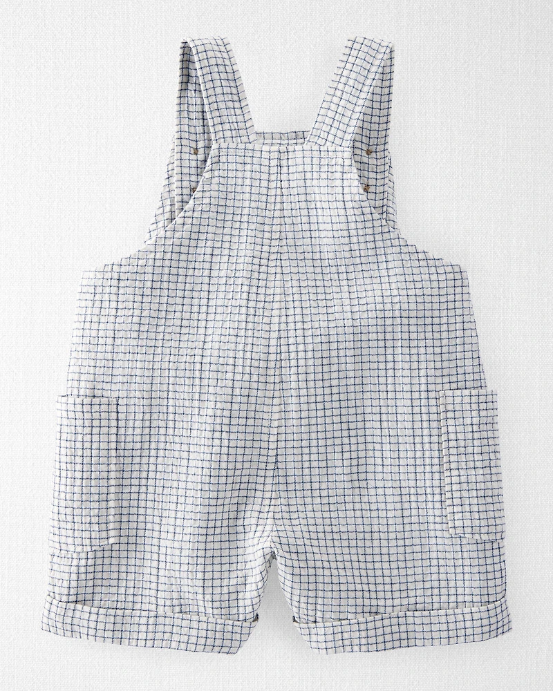 Baby Organic Cotton Checkered-Print Shortalls
