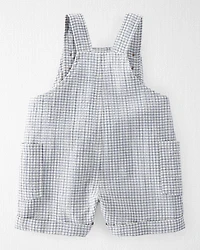 Baby Organic Cotton Checkered-Print Shortalls