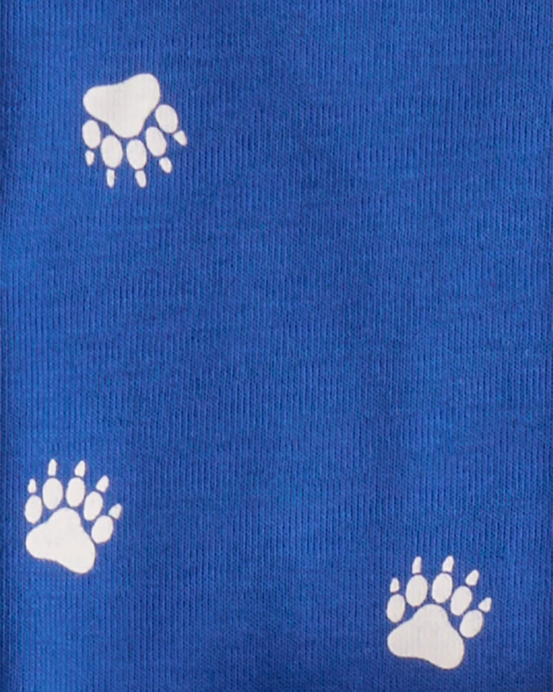 Baby Boy Woodland Print Cotton Long-Sleeve Snug Fit 4-Piece Pajamas - White/Blue