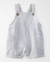 Baby Organic Cotton Checkered-Print Shortalls