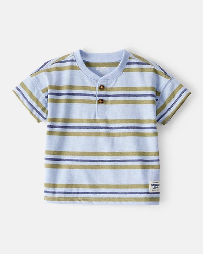 Baby Boy Striped Short-Sleeve Henley Tee
