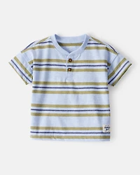 Baby Boy Striped Short-Sleeve Henley Tee