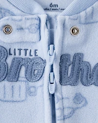 Baby Boy Firetruck Print Loose Fit Long-Sleeve Sleep & Play - Blue