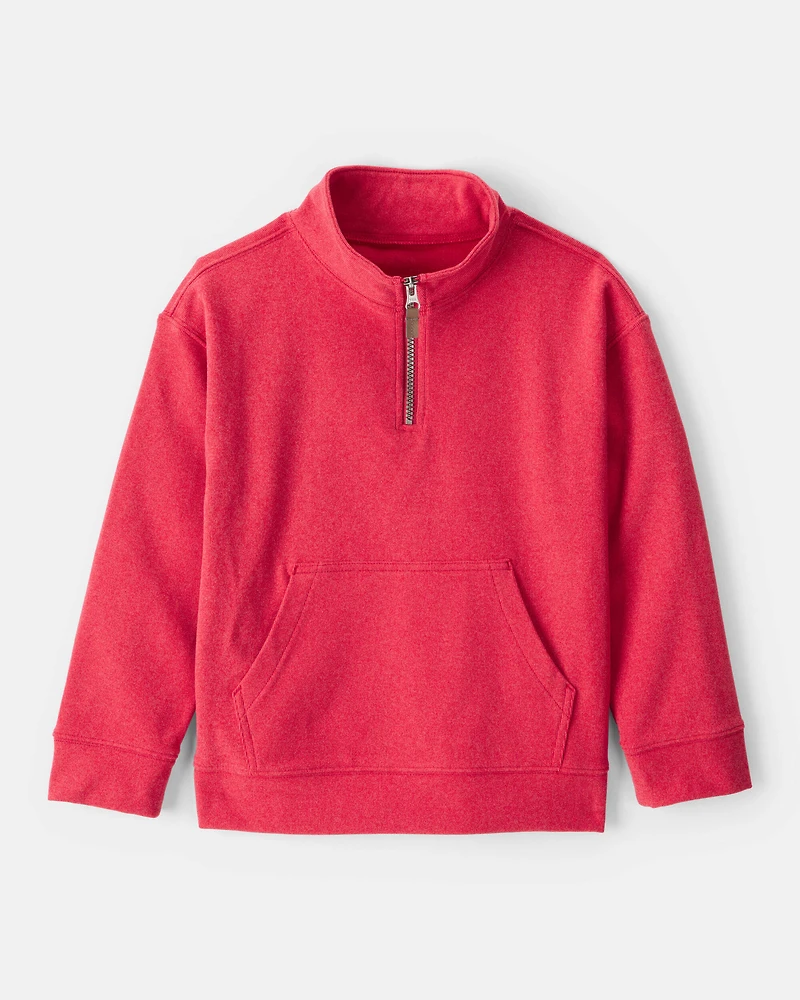Boys Long-Sleeve Quarter-Zip Pullover Sweatshirt - Red