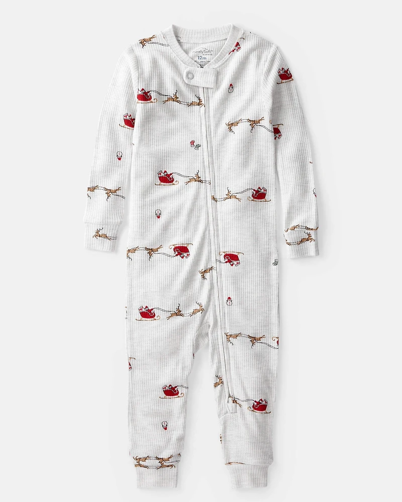 Baby Santa Sleigh PurelySoft Snug Fit 1-Piece Pajamas - Grey