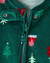 Toddler Green Trees DreamPlush Long-Sleeve Snug Fit 1-Piece Pajamas - Green