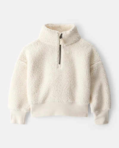Toddler Girl DayDream Fleece Quarter-Zip Pullover Sweatshirt - White