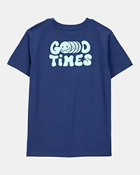 Boys Smiley Face Short-Sleeve Graphic Tee - Navy