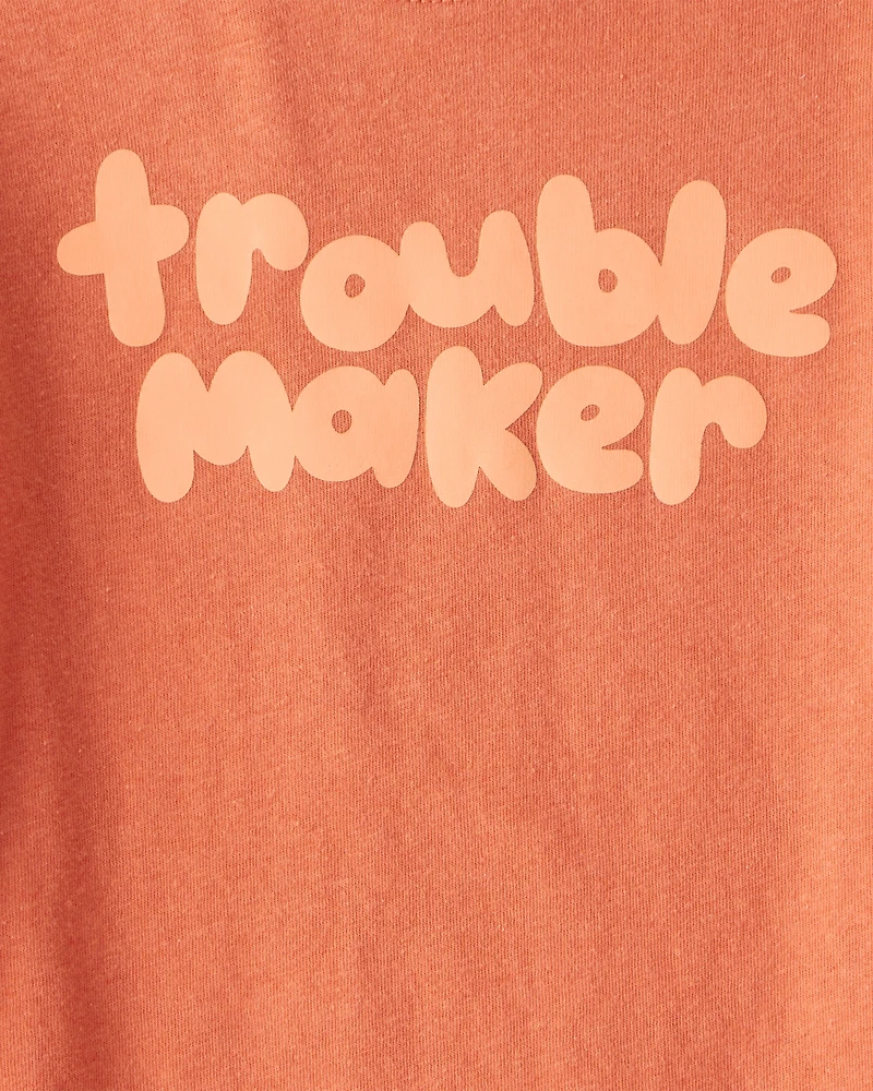 Toddler Boy Troublemaker Long-Sleeve Graphic Tee - Orange