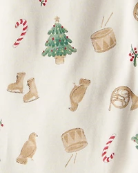 Baby Festive Holiday PurelySoft Long-Sleeve Snug Fit 1-Piece Pajamas - Cream