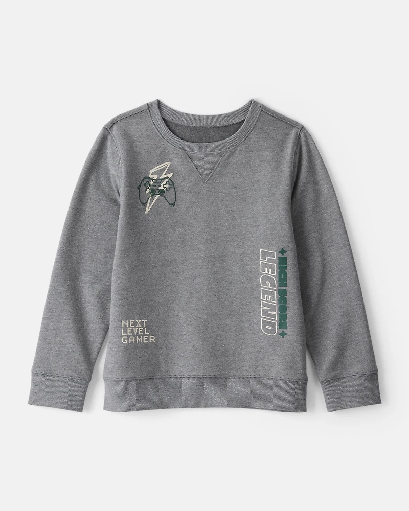 Boys Gaming Fleece Pullover Sweatshirt - Grey