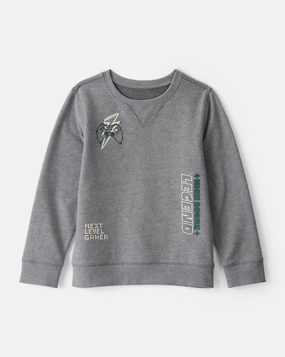 Boys Gaming Fleece Pullover Sweatshirt - Grey