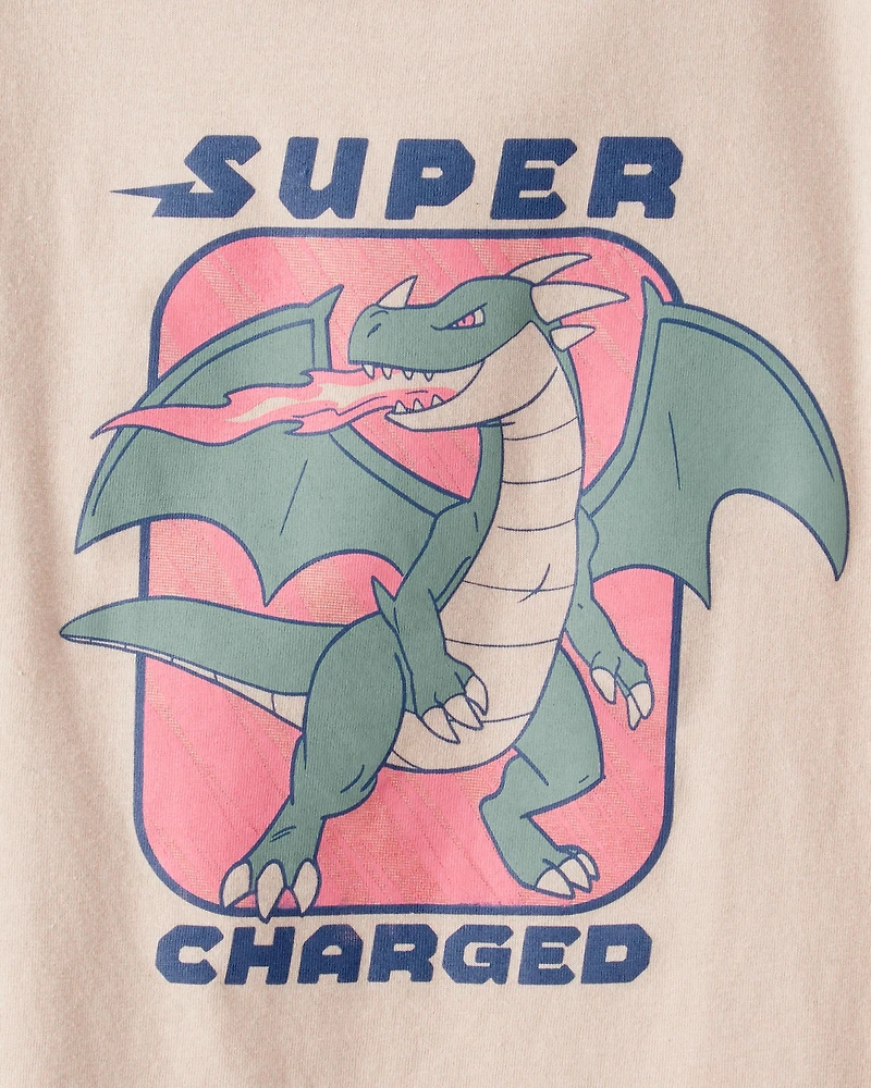 Boys Dragon Short-Sleeve Graphic Tee - Brown