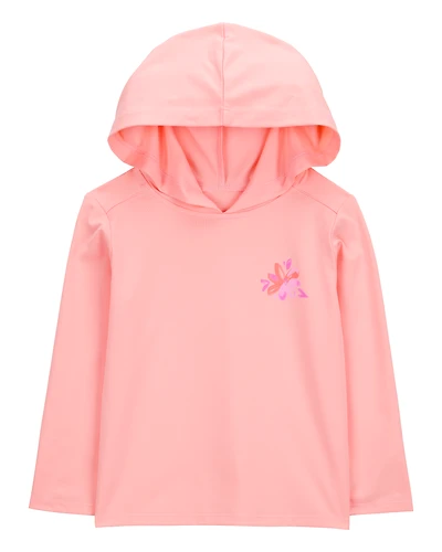 Toddler UPF 50+ Sun Protection Floral Moisture Wicking Active Pullover - Coral