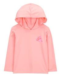 Toddler UPF 50+ Sun Protection Floral Moisture Wicking Active Pullover - Coral