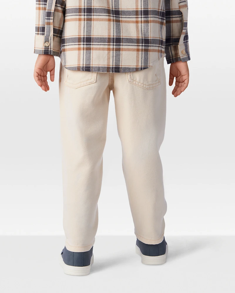 Toddler Boy  Tapered Twill Pants - Cream