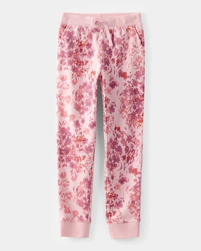 Girls DayDream Fleece Floral Drawstring Joggers - Pink