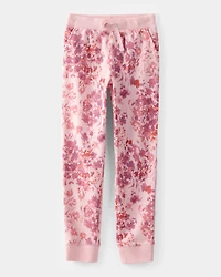 Girls DayDream Fleece Floral Drawstring Joggers - Pink