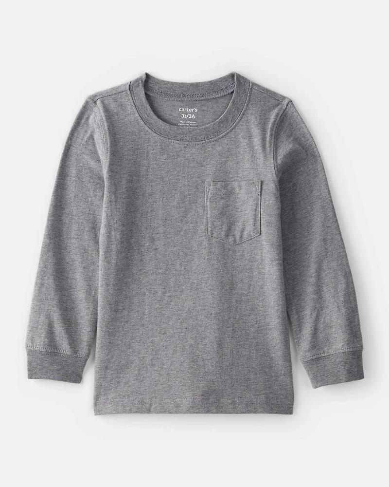 Toddler Boy Long-Sleeve Pocket Tee - Grey