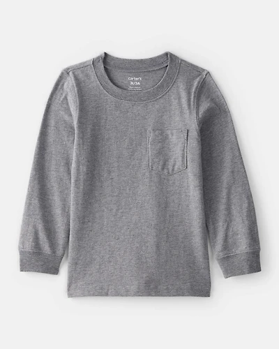 Toddler Boy Long-Sleeve Pocket Tee - Grey