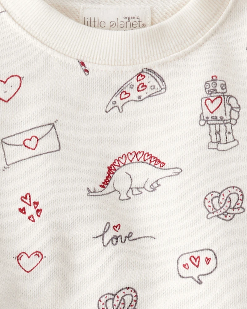 Toddler 2-Piece Organic Cotton Set in Little Loves Print