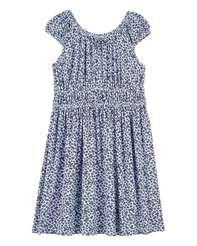 Kid Floral Short-Sleeve Dress - Blue
