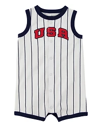 Baby USA Varsity Stripe Romper