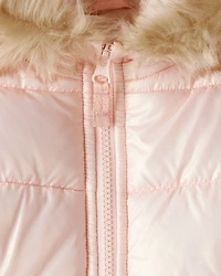 Baby Girl Hooded Heavyweight Winter Jacket - Pink