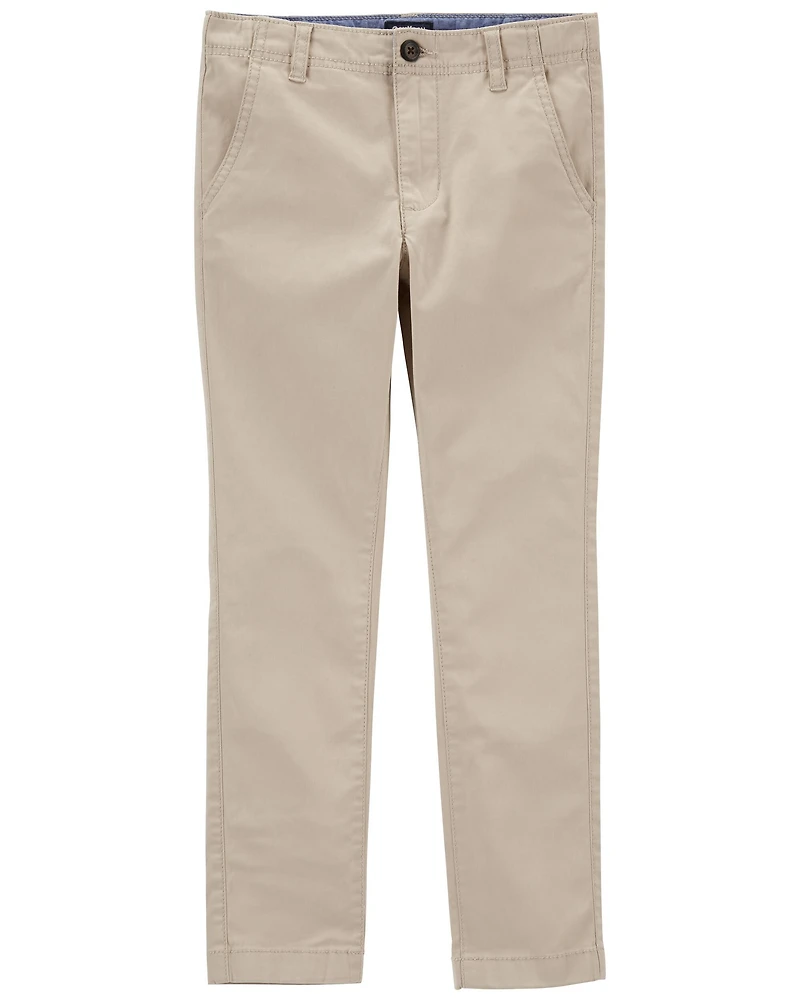Boys Slim Stretch Chino Pants - Khaki