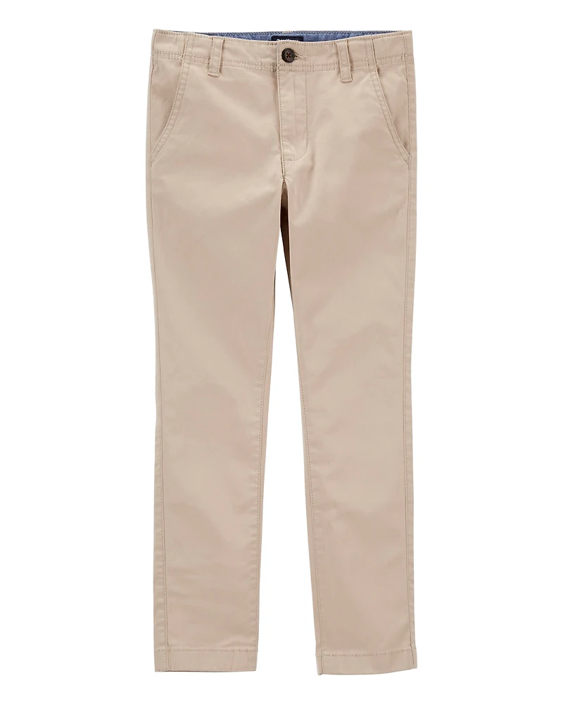 Boys Slim Stretch Chino Pants - Khaki