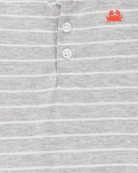 Baby Boy 2-Piece Striped Bodysuit & Pull-On Short Set - Grey/Orange