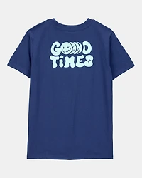 Boys Smiley Face Short-Sleeve Graphic Tee - Navy