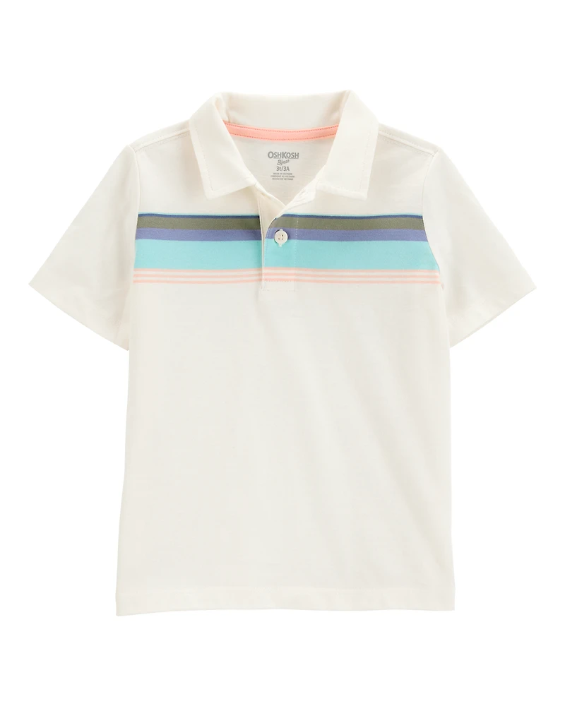 Toddler Striped Short-Sleeve Polo - Cream