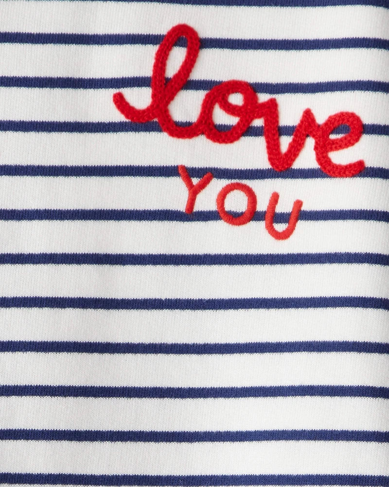 Girls French Terry Long-Sleeve Top - Navy/White