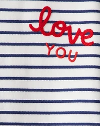 Girls French Terry Long-Sleeve Top - Navy/White