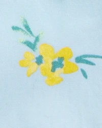 Toddler Girl Floral Shortalls - Blue