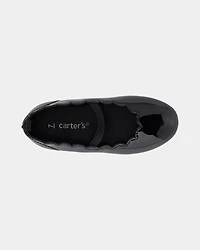 Toddler Girl Scallop Edge Shiny Dress Shoes - Black