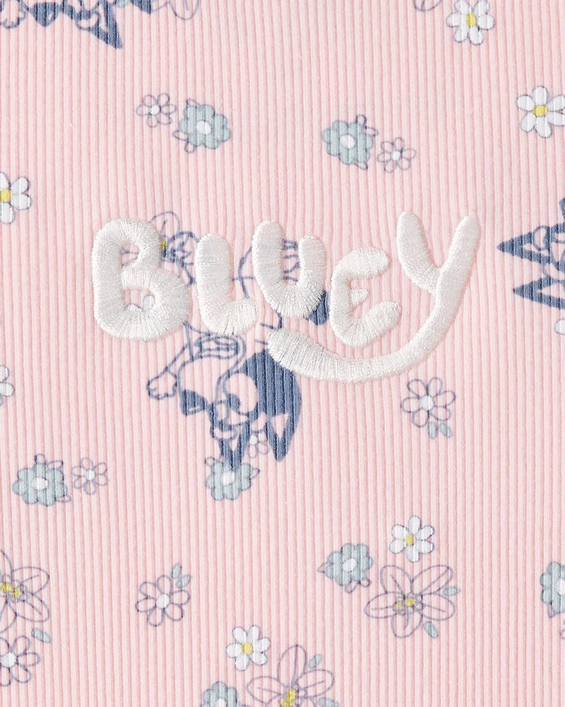 Toddler Girl Bluey Floral Print Short-Sleeve Graphic Tee - Pink