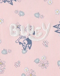 Toddler Girl Bluey Floral Print Short-Sleeve Graphic Tee - Pink