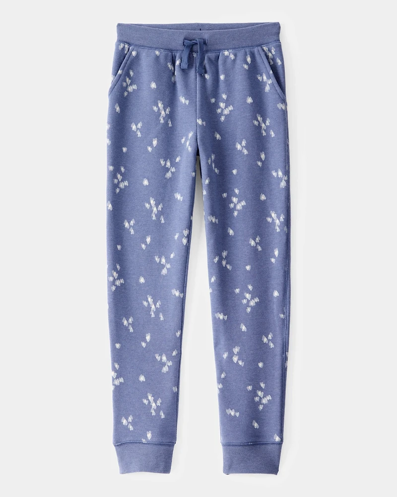 Girls Floral Print DayDream Fleece Drawstring Joggers - Navy